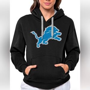 Detroit Lions Full Front Antigua Black Victory Hoodie